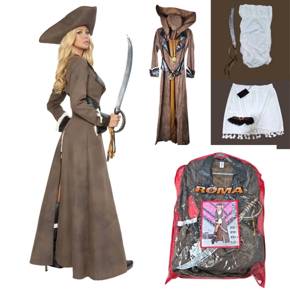 Deluxe 7pc Pirate Captain (Added Matching Skirt With Tassels) Size Large NWOT - Picture 5 of 14